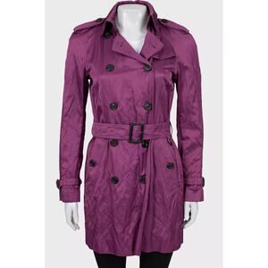 Burberry Purple Double-Breasted Trench Coat - Size 42/M